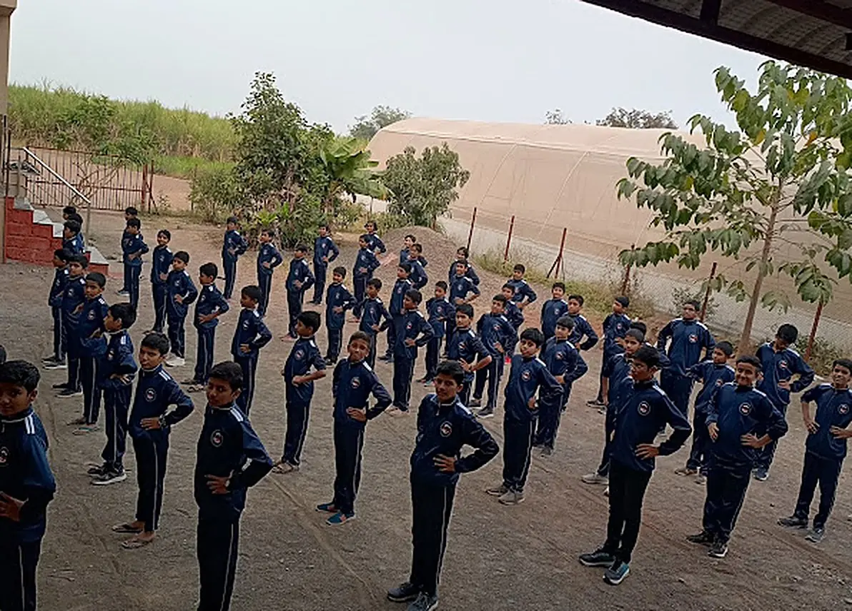 Yashashree Academy students at morning PT on campus